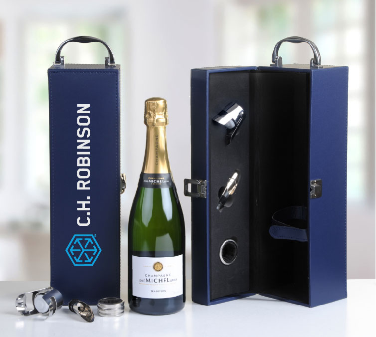 champagne gift with corporate logo